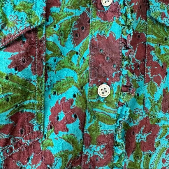 SUNDANCE Rhea Floral eyelet Button Down Shirt Size Large E - Picture 7 of 11